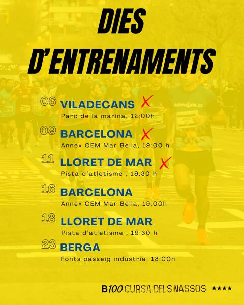 Inscripcions obertes pel macroentrenament de la B100 Cursa dels Nassos 2025
