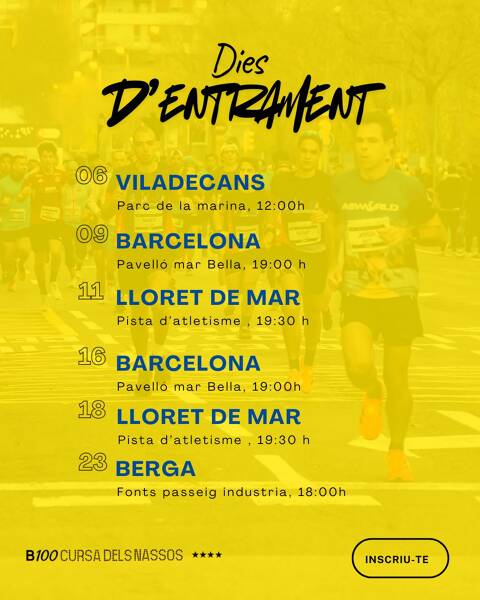 Inscriptions ouvertes pour le macro-entraînement de la B100 Cursa dels Nassos 2025